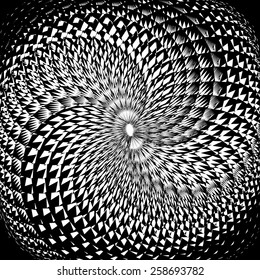 Design monochrome swirl motion background. Abstract torsion twisted backdrop. Vector-art illustration. No gradient