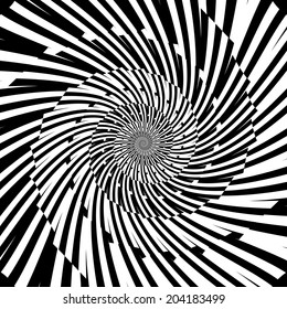 Design monochrome swirl movement illusion background. Abstract stripe torsion twisted backdrop. Vector-art illustration