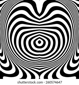 Design monochrome swirl movement illusion background. Abstract stripe torsion twisted backdrop. Vector-art illustration 