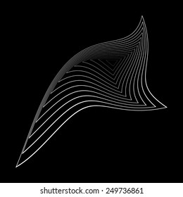 Design monochrome triangle movement illusion background. Abstract striped distortion geometric backdrop. Vector-art illustration. No gradient