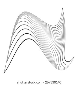 Design monochrome triangle movement illusion background. Abstract striped distortion geometric backdrop. Vector-art illustration. No gradient