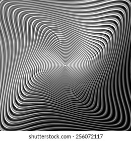 Design monochrome twirl circular movement background. Abstract stripy metallic backdrop. Vector-art illustration. EPS10