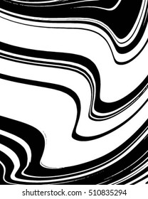 Design monochrome vortex movement illusion background. Abstract strip lines wave warped twisted backdrop. Art wood vector illustration. No gradient