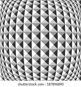 Design monochrome warped geometric pattern. Abstract convex textured background. Vector art