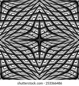 Design monochrome warped grid pattern. Abstract latticed textured background. Vector-art illustration. No gradient