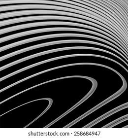 Design monochrome waving lines background. Abstract stripy twisting warped textured backdrop. Vector-art illustration. EPS10