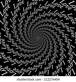 Design monochrome whirl movement background. Valentines Day card. Vector-art illustration