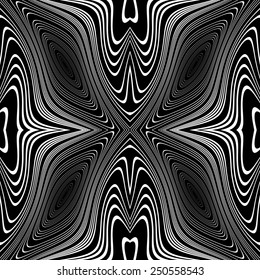 Design monochrome whirl movement background. Abstract stripy warped twisted backdrop. Vector-art illustration. No gradient