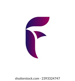 Diseño letra F del logotipo F con el concepto de pájaro mosca.