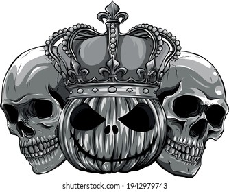 design of Monsters skull with pumpkids isolation vector image