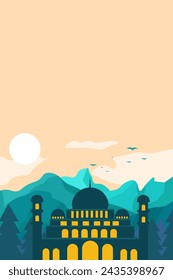 Design Mosque in The Forest Flat Illustration