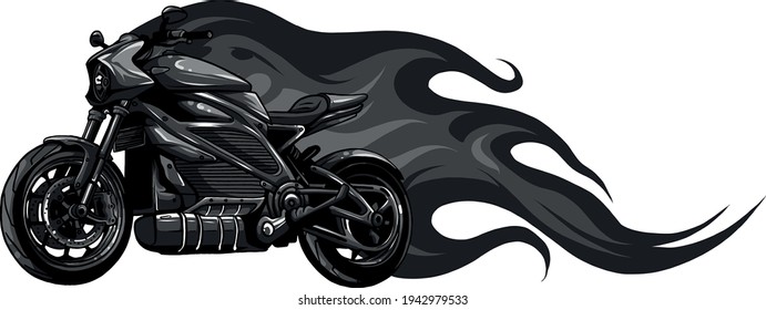 design of Motorcycle Racing with Fire Vector illustration design