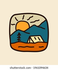 design of mountain and camping tents for t-shirt Design, tee design ,patch emblem badge design