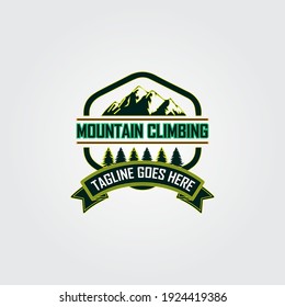 The design of the mountaineer logo. Retro vintage mountain climbing logo design. Mountain climbing badges logo design template	
