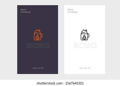 Design mug icons  on Christmas themed greeting cards