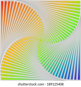 Design multicolor swirl movement illusion background. Abstract stripy warped twisted backdrop. Vector-art illustration. EPS10