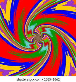 Design multicolor twirl movement background. Abstract warped twisted backdrop. Vector-art illustration