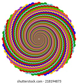Design multicolor twirl rotation background. Abstract striped geometric element. Vector art
