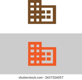 Design von mehrfarbigen ikonischen geometrischen mehrstöckigen Gebäude für Webseiten, App, Websites 