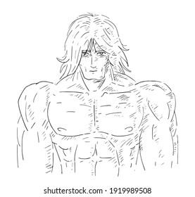 Design of muscle man hand draw