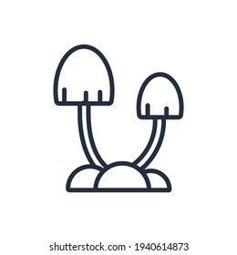 The design of the mushrooms spring outline icon vector illustration, this vector is suitable for icons, logos, illustrations, stickers, books, covers, etc.