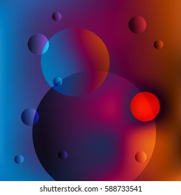 Design music cover template. Modern color bubbles abstract background pattern vector illustration  in dark red and blue color