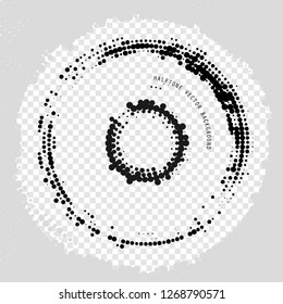 The design of the music disk of black dots black dots on a transparent background with an example of the title in a circle.