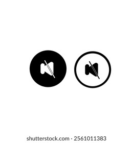 Design of a mute button inside a circle with black and white colors

