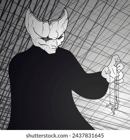 Design of mystery puppeteer illustration