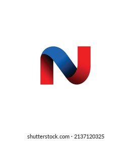 Diseñar un vector de logotipo de fuente N con color rojo y azul.