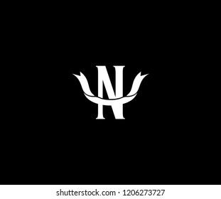 Design N Letter Ribbon Swoosh Monogram Logotype