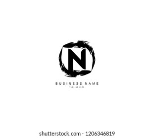 Design N Letter Rounded Stroke Grunge Monogram Logo