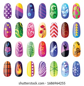 Design nail isolated cartoon set icon. Vector cartoon set icon manicure fingernail. Vector illustration design nail on white background.