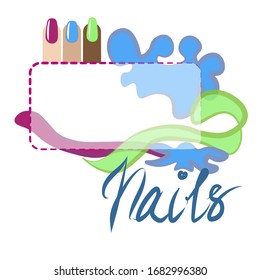 Design nails frame and inscription banner pattern