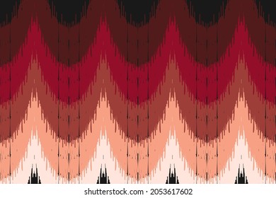 Diseño de Tejido Nativo con fondo negro y patrón de ikat geométrico rojo bohemio para patrones de tela, bordado, tapicería, Decoración.