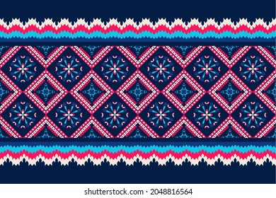 Diseño de Tejido Nativo con fondo naval y Patrón Bohemio Geométrico Tradicional Azteca para patrones de tela, Bordados, tapicería, Decoración.