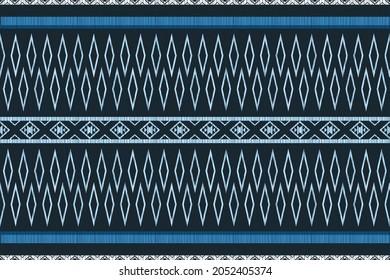 Design of Native Textile with Navy background and blue Geometric Silk pattern for fabric pattern, Embroidery, wallpaper, Decoration.