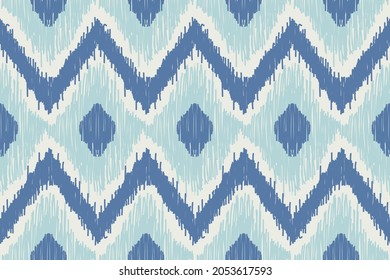 Diseño de Tejido Nativo con fondo Pastel y Patrón Geométrico Azul Bohemiano para patrón de tela, Bordado, tapicería, Decoración.