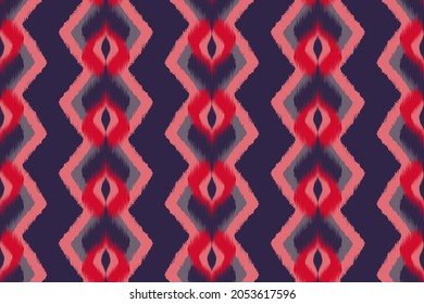 Diseño de Tejido Nativo con fondo violeta y patrón de ikat tribal bohemio rojo para patrones de tela, bordado, tapicería, Decoración.