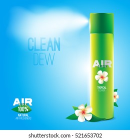 Design Natural Air Freshener Scent Garden. Green Packaging Household Chemicals. Vector Illustration.