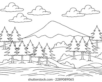 Design Nature Landscape Outline Coloring Page