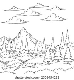 Design Nature Landscape Outline Coloring Page