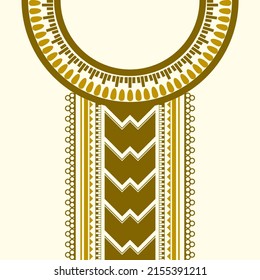 design for neck fashion background, wallpaper, clothing, and wrapping. Geometric ethnic oriental pattern traditional, Moroccan kaftans golden wave line art necklace embroidery style.