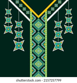 design for neck fashion background, wallpaper, clothing, and wrapping. Geometric ethnic oriental pattern traditional, Moroccan kaftans star hanging and diamond art necklace embroidery style.