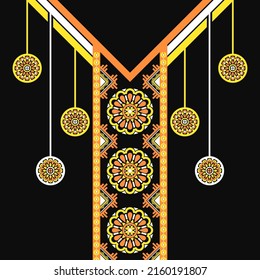 design for neck fashion background, wallpaper, clothing, and wrapping. Geometric ethnic oriental pattern traditional, Moroccan kaftans mandala hanging and mandala art necklace embroidery style.