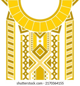 design for neck fashion background, wallpaper, clothing, and wrapping. Geometric ethnic oriental pattern traditional, Moroccan kaftans golden tribe pattern art necklace embroidery style.