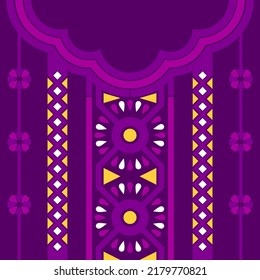 design for neck fashion background, wallpaper, clothing, and wrapping. Geometric ethnic pattern traditional, Moroccan kaftans purple leaves and triangle pattern art necklace embroidery style.