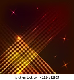 Design of neon abstract lines on a dark background. Neon squares of lines. Vector illustration