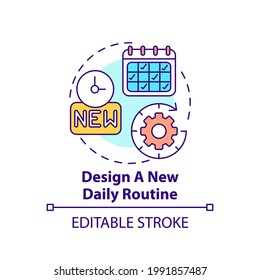 Design new daily routine concept icon. Newbie adaptation tips. Opportunity break habits idea thin line illustration. Re-establishment. Vector isolated outline RGB color drawing. Editable stroke
