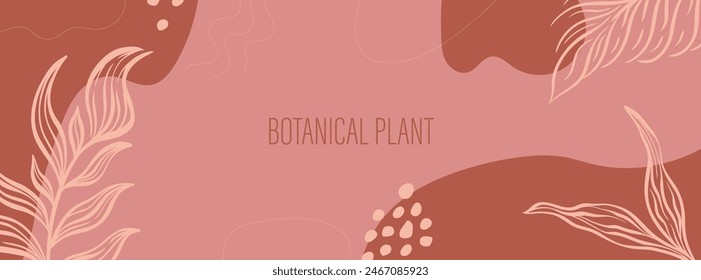 Design new template banner plant nature drawings. Plant botanical florals background.Elegante vintage frame. Vector illustration.